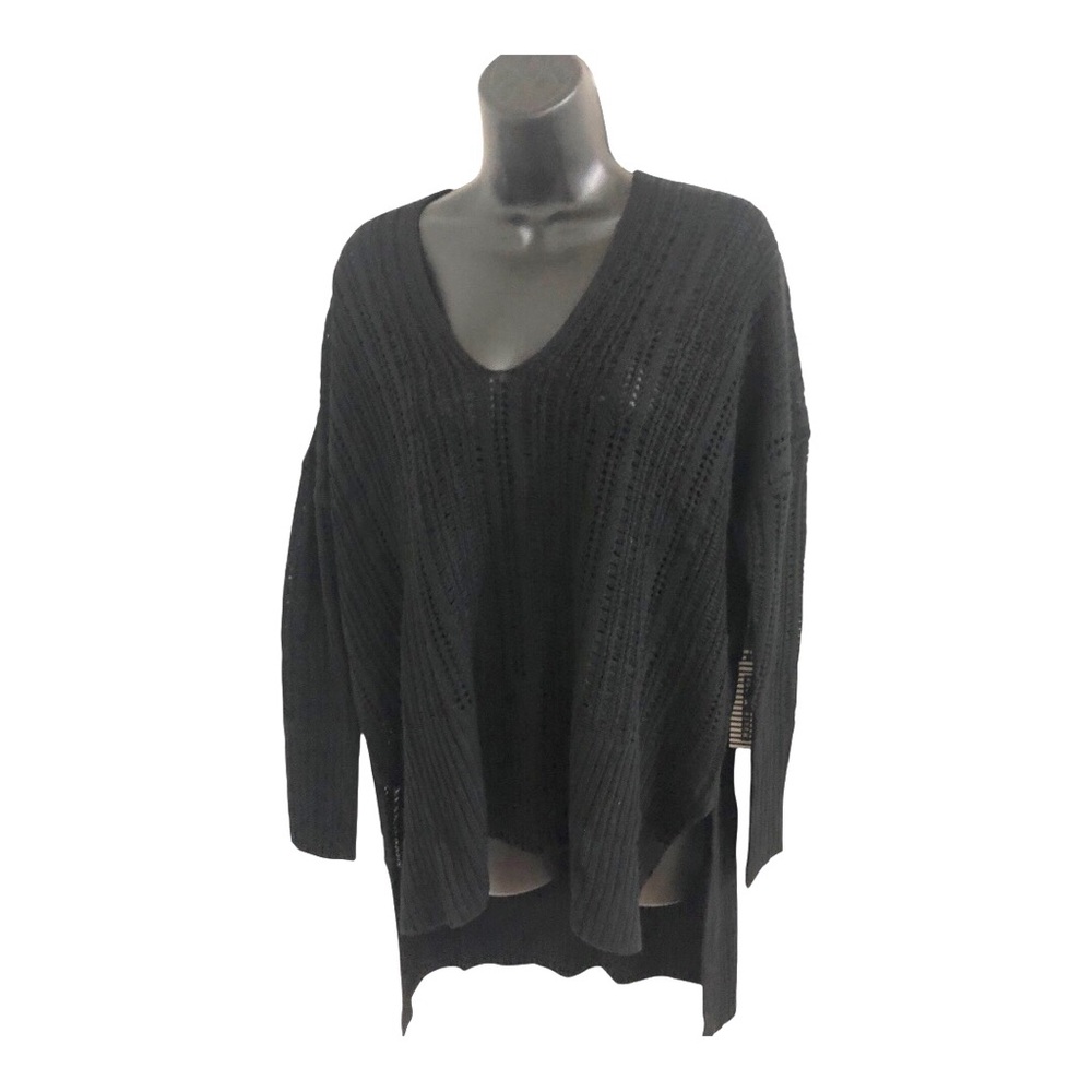 Haute Monde black mesh relaxed boho beach vibes fisherman style‎ tunic top new